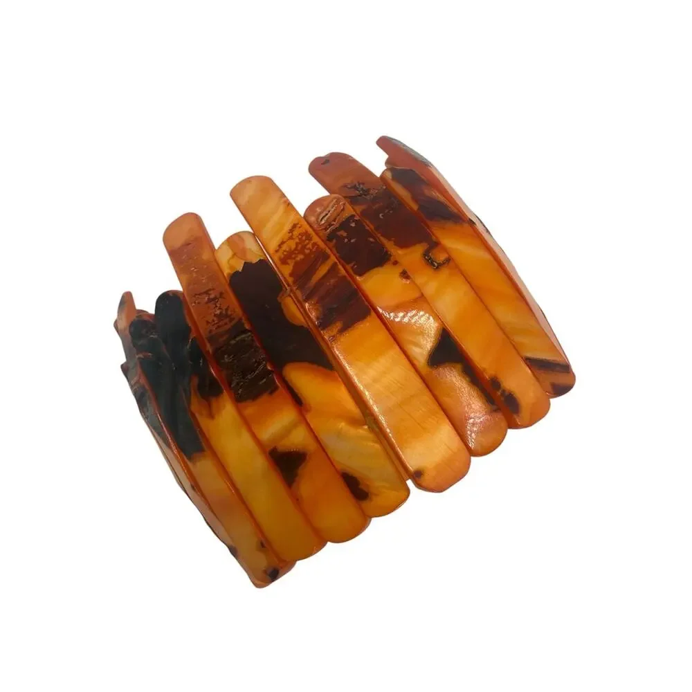 Orange Marbled Stretch Bracelet